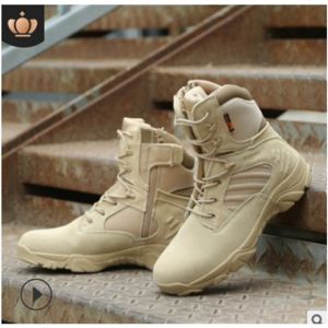 Delta บูทฝึกแบบสูงรองเท้าบูทในทะเลทรายกลางแจ้งรองเท้าหนังกันแรงแบบ Cowhide