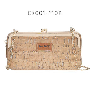 BAELLERRY 2022 Cork Material New Style Less Ladies Multifunctional Long Mobile Phone Bag Fashion Messenger Bag Printed Wallet