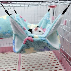 SUPERSTITION EFFLUENCE78SU6 Warm Hanging Pet Hammock Winter Thicken Plush Nest Bed Cozy Double-layer Hamster Cage House for Hamster