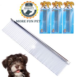 Dog Cat Metal Double Row Teeth Brush Grooming Hair Comb Fur Rake Tool Useful Dog Fur Grooming