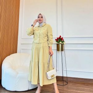 BELARIA SET ROK Setelan Wanita Kekinian Baju Atasan Wanita Terbaru dan Rok Jeans Wanita