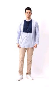 Kemko Salur Full Kancing & Desain Kemeja Pria Lengan Panjang