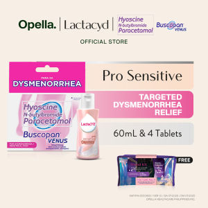 Lactacyd Pro Sensitive Feminine Wash 60mL+Buscopan Venus Relief Menstrual Pain 4s Free Vanity Pouch new