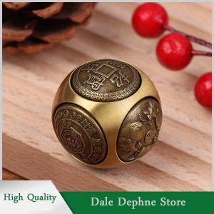 [Dale Dephne] Six-faced Four Blessing Luck Money Fidget Spinner Brass Stress Cube Decompression Ball Fidget Toys Crafts