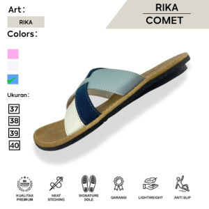 Comet Sandal Wanita Slop Kokop Slide Sandal Flat Teplek Motif Kombinasi Flat Color Series