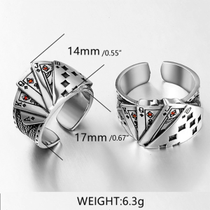 Punk Plated Ring Adjustable Black Spades Open Ring Gothic Hip Hop Playing Spade Ring Gift