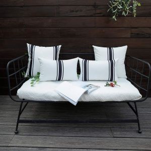 2 pcs/Set Outdoor Pillow Covers Black Orange Striped Waterproof Cushion Cover Patio Garden Decorative Bolster Pillow Case for Sofa Bed Couch Home Decor
