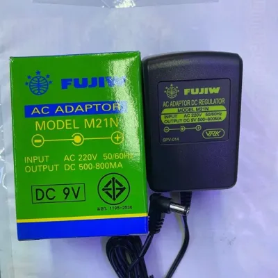 FUJIW อะแดปเตอร์9V500-800MA สำหรับเอฟเฟคกีต้าร์มีฟังชั่นกระแสเรียบ AC Adapterขอบนอก5.5มิลรูกลาง2.1มิล +นอก-ใน กล่องสีเขียว