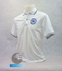 💥เสื้อโปโล สพฉ. สถาบันการแพทย์ฉุกเฉินแห่งชาติ (สพฉ.) สีขาว (ชาย/หญิง)  ผ้าเกรดแบรนด์เนม นุ่มลื่นใส่สบาย