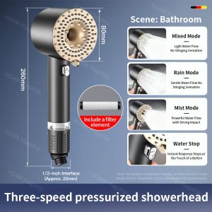 Shower Head Negative Ion High-Pressure 3 Gear With Filter Element Bathroom Shower Set