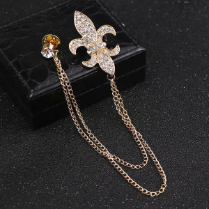 1Pc Vintage Ship Anchor Military Flower Shaped Brooch Classic Full Rhinestone Banquet Accessory Exquisite Tassel Brooches