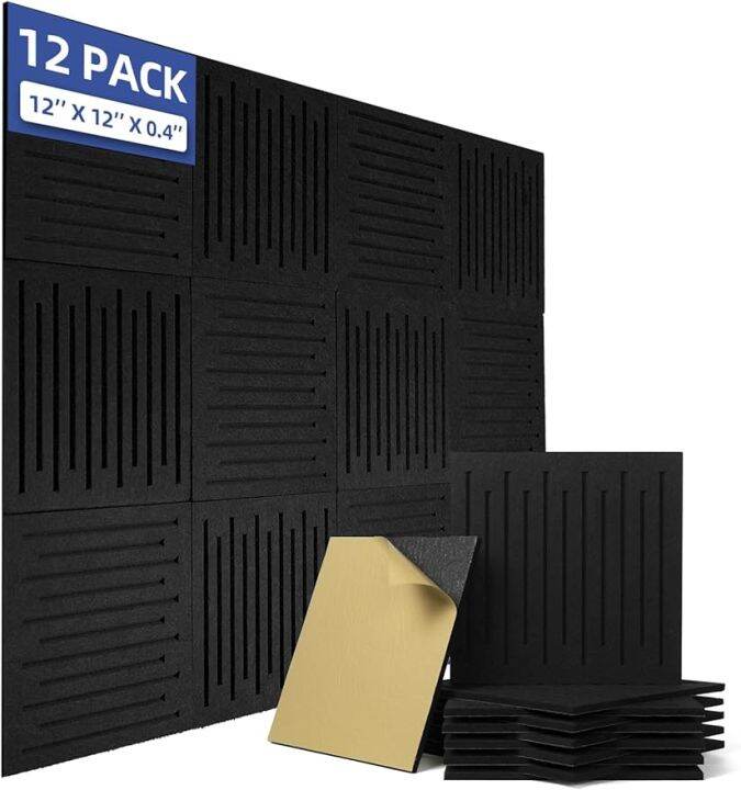 BEIYIN 12 Pack Acoustic Wall Panels Self Adhesive-30X30X0.9CM Acoustic ...