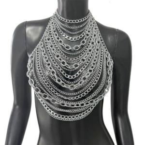 Metallic Party Body Chain For Music Festival And Parties Chest Chain Body For Women Beach Vacation Dressingup