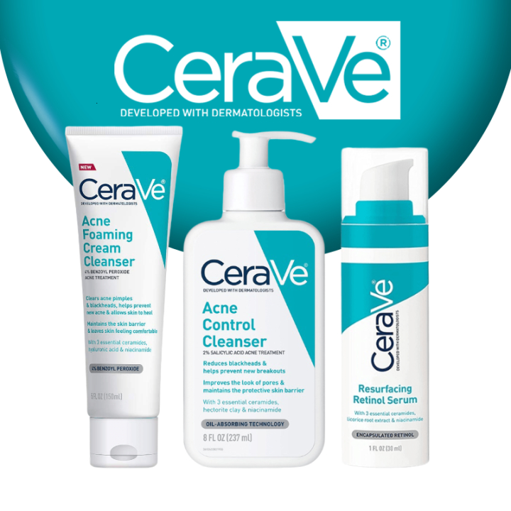 CeraVe Acne Control Cleanser 237ml |Resurfacing Retinol Serum 30ml ...