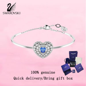 💎 Swarovski 💎 Womens fashion bracelet S925 sterling silver heart shape blue crystal gemstone 5680393 Idyllia braceletValentines Day gift Birthday gift