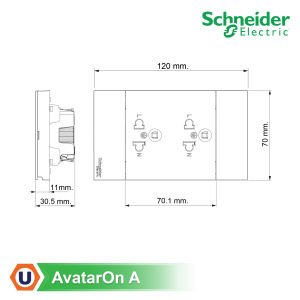 Schneider Electric ชุดเต้ารับคู่ 3ขา พร้อมหน้ากาก สีขาว รุ่น AvatarOn A | A70426UST_WE | UCANBUYS