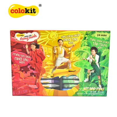 Combo 4 Hộp bút sáp màu Thiên Long Colokit 24 màu tươi sáng tiêu chuẩn Châu Âu an toàn cho trẻ em tô màu vẽ tranh CR-C09