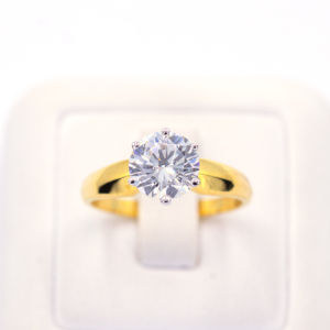 Lucky Gems แหวนทองแท้ 9k (37.5%) เพชร CZ แหวนเพชรเม็ดเดี่ยวชูเม็ดใหญ่ 2 กะรัต 9kcz108