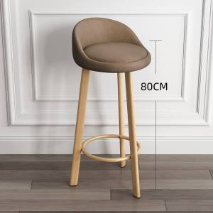 Smile Manila Bar Stool Set of 2 Household Stackable 80CM Simple Solid Wood Stainless Steel Bar Chair with Leather Backrest