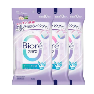 【Direct From Japan】Biore Zero Powder Sheets 10pcs×3 – Floral / Cool Unscented / Soap Scent Sweat Control