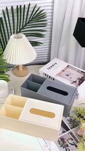 FFBH Striped Multifunctional Tissue Removable Lid Dustproof Napkin Holder Space-saving Anti-Slip Tissue Dispenser Home Use J6H9P