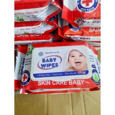Combo 10 gói khăn ướt baby wipes 80 gram an toàn cho da bé (không hương)
