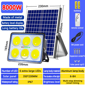 30000W Solar Light Outdoor Waterproof LED Solar Lights with Solar Panel Lights Control Induction Flood Light Wall Lights with Remote Control for Courtyard Street Balcony 太阳能灯