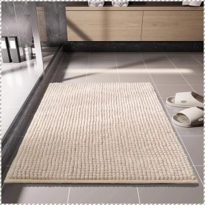 แผ่นดูดซับ อ่อนนุ่ม คงที่ พรมปูพื้นห้องน้ำ เชนิลล์ สัมผัสที่ละเอียดอ่อนยิ่งขึ้น ไม่มีผมร่วง