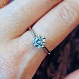 Bluish White Moissanite Titanium Adjustable Ring