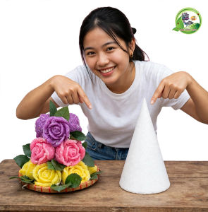 Phôi Xốp Hình Chóp Nón Cao 20cm Đường Kính Đáy 15cm Màu Trắng Làm Tháp Bánh Kẹo Donut Macaron Cắm Hoa Trang Trí Tiệc Cưới Sinh Nhật