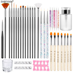 ชุดแปรงแต่งเล็บอะคริลิคฝรั่งเศสเจลยูวีภาพวาดบนเล็บแปรงวาดลายเครื่องมือทำจุดเล็บตกแต่งเล็บชุดออกแบบเล็บแปรงเต็มรูปแบบ