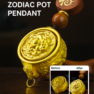 Gold Handmade Keychain Zodiac Pot Shaped Pendant Keychain Fortune Bringing Key Pendant Metal Rotating Key Ornament聚宝盆手工钥匙链