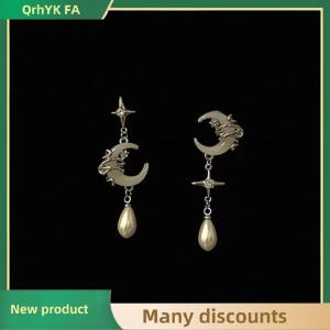 🔔🔔🔔QA Fashion Asymmetric Shiny Star Moon Drop Earrings For Women Exquisite Metal Jewelry Accessories