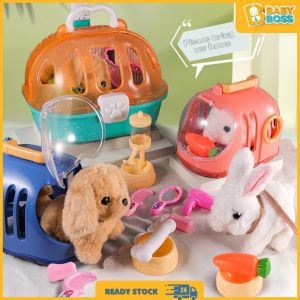 BabyBoss Portable Interactive Plush Pet Basket Toy Puppy Bunny Battery Operated Mainan Bakul Haiwan Kesayangan