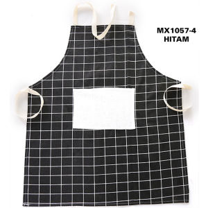Celemek Masak Apron Chef Motif Kotak Kotak Bahan Katun Pelindung Kotoran Kualitas Import MX1057