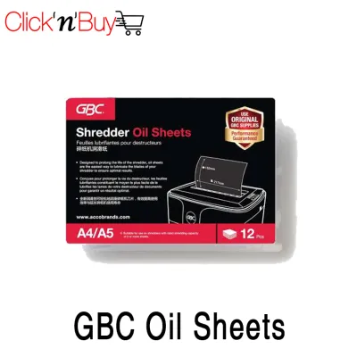 Original GBC Oil Sheets.Fits all GBC A4 sized shredders. Contains 12pcs. Prolongs Shredder Life.