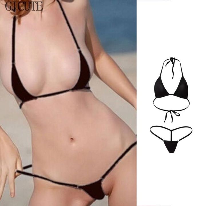 Sexy Women Micro Thong Underwear G String Bra Bikini Brazilian Set