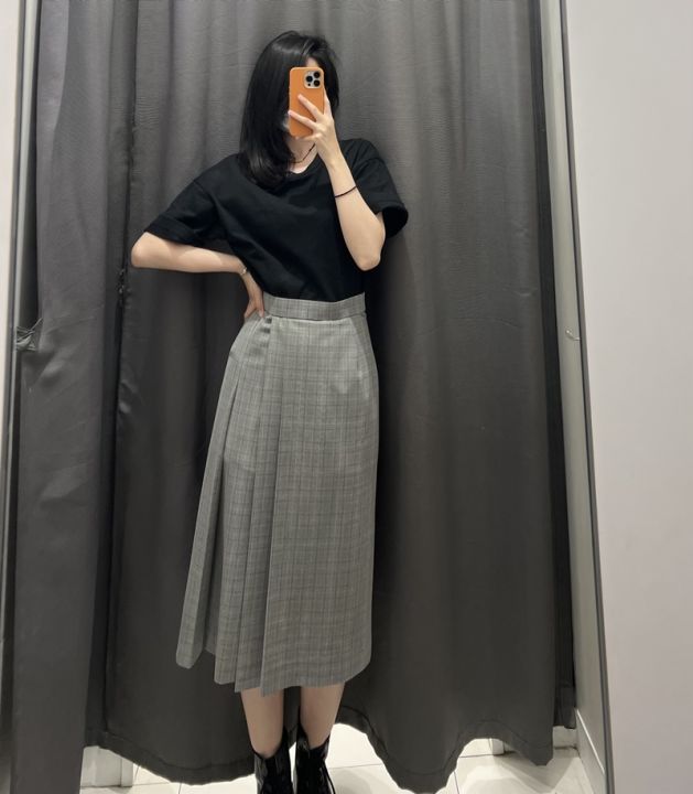 Uniqlo Autumn women s side pleated narrow skirt irregular women s plaid skirt JK uniform 456446 456445 Lazada PH