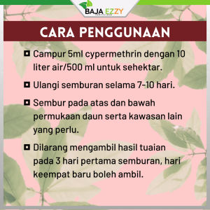Cypermethrin 25% concentration Class 2 Racun Serangga Perosak Tanaman Puradan