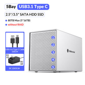 Yottamaster 5 Bay 2.5 "/3.5" SATA HDD Enclosure 6อะแดปเตอร์ Gbps USB C Hdd/ SSD Enclosure ถึง16TB * 5 RAID ตู้เก็บของโดยตรง