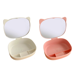 Stylish And Practical Makeup Mirror with Beauty Tools Organizer Portable Cosmetic Accesories Storage Box For Women