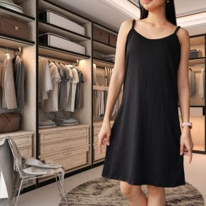 Soft and Comfy InnerDress Cotton Spandex Stretchy Minimalist Versatile Spaghetti Strap Kamison ( XS-3XL)