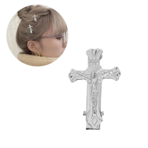 Delicate Duckbill Cross Hair Clip for Girls Daily Wear Non-slip Hair Barrettes Y2k Style Sweet Metal Designed Hair Pin