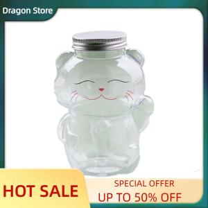 Dragon Cute Lucky Cat Water Bottle Transparent Juice Drink Bottle Milk Tea Bottle Coffee Juice Mouth ABle Drinking Cup
