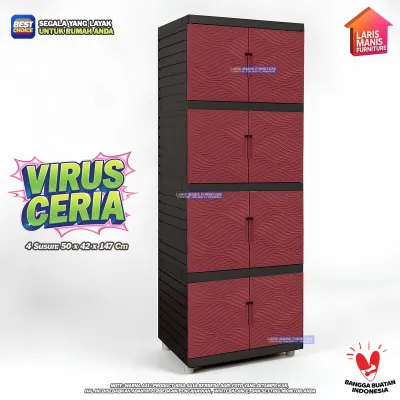 LEMARI PAKAIAN PLASTIK FULL KUNCI 4 SUSUN LEMARI TABITHA PENGUNCIAN TABITHA 4 SUSUN LEMARI PAKAIAN LEMARI PINTU