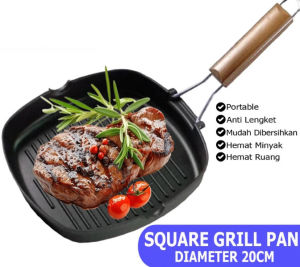 PANCI lipat 20 Cm Teflon Wajan BBQ Grill Pan Bakaran Sate Serbaguna Grill Pan persegi Panggangan Lipat Panci Panggang 20cm
