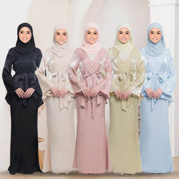 JOJOBars Premium Soft Satin DANIA Baju Kurung Moden Raya Set Plain ...