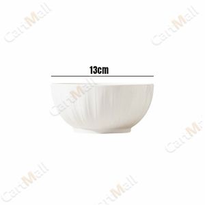 Pumpkin Shaped White Ceramic Tableware Minimalist Style Household Rice Bowl Fruit Salad Plate 1Pc