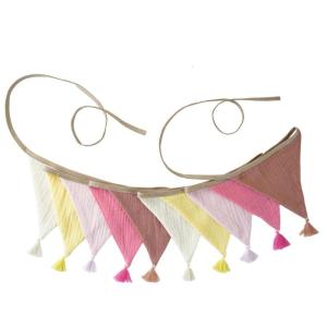 Fade Resistant Cotton Crepe Fabric Bunting Triangle Pennant Childrens Room Wall Hanging Party Accessories