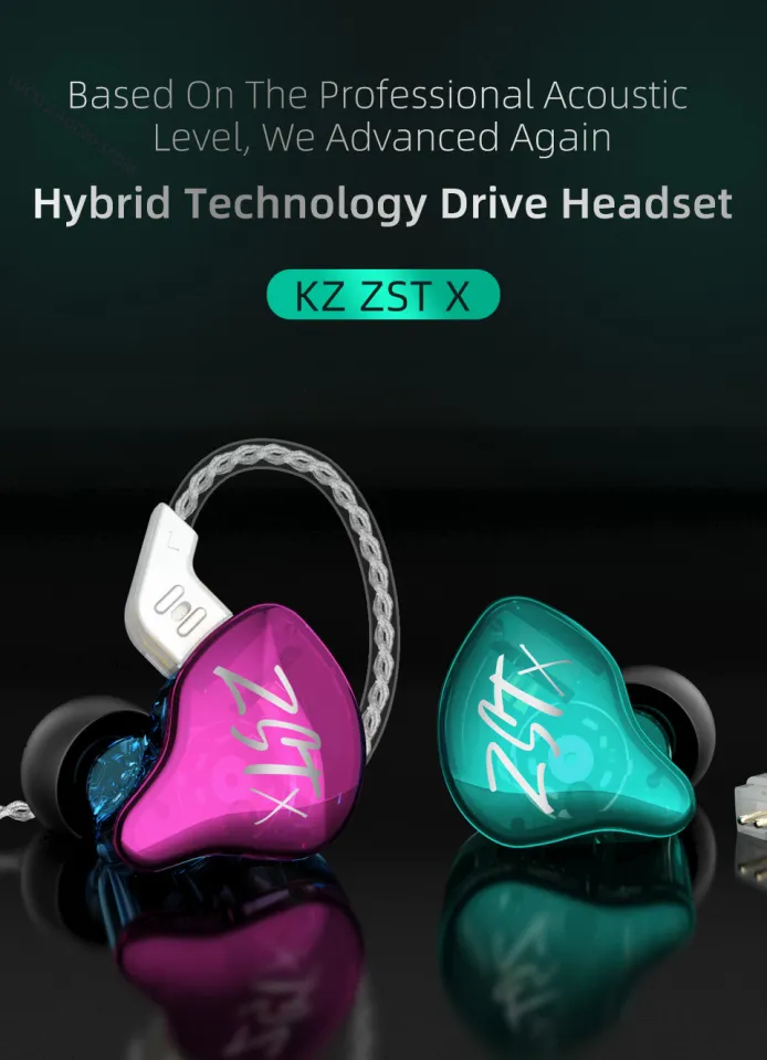 NEW KZ ZST X 1BA 1DD Hybrid HIFI In Ear Earphones Bass Earbud